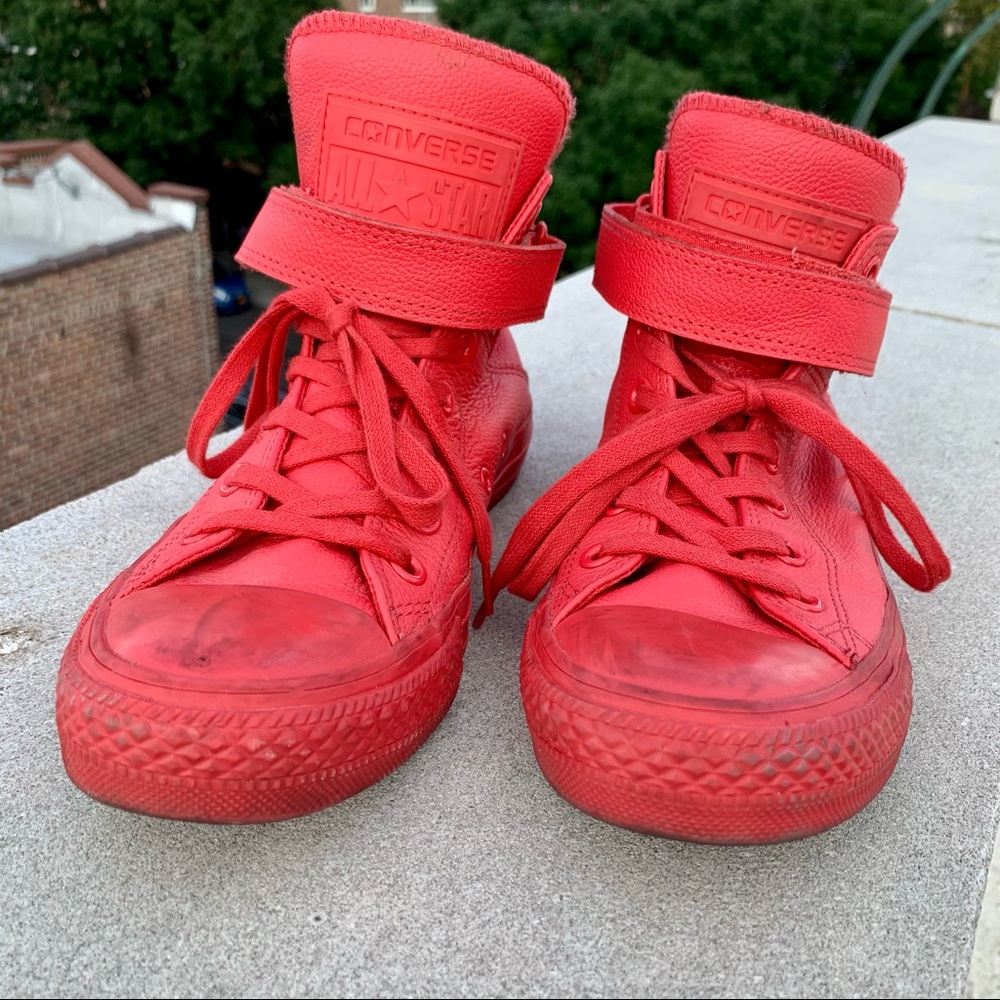 High Top Converse/Chucks in Bright Red w/ Velcro